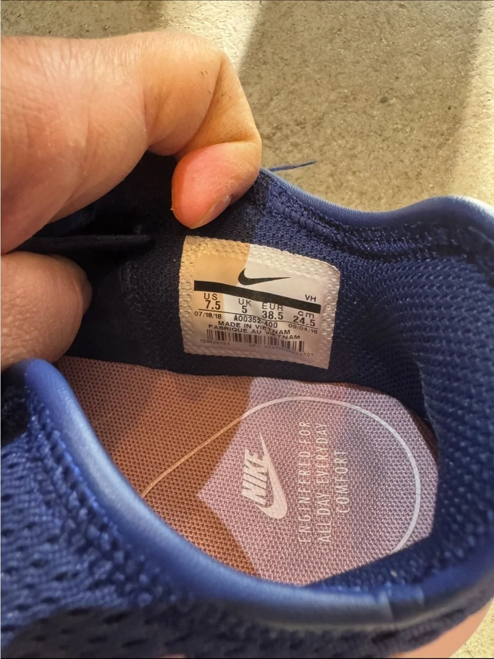 Nike Navy Blue Sneakers with Pink Insole